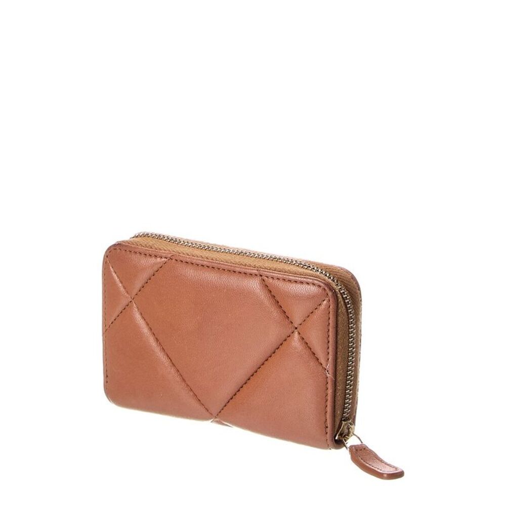 Chanel Brown Quilted Lambskin Leather Zip Around Coin Purse Wallet - Picture 2 of 3